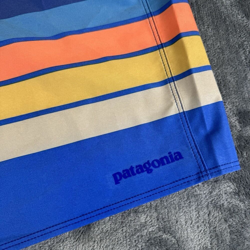 Patagonia Sz 42 Hydropeak 18’ Boardshorts Santa Cruz Stripe Superior Blue NWOT - Picture 5 of 16